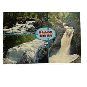 Vintage Postcard Black River Ottowa National Forest Michigan Waterall Scene u